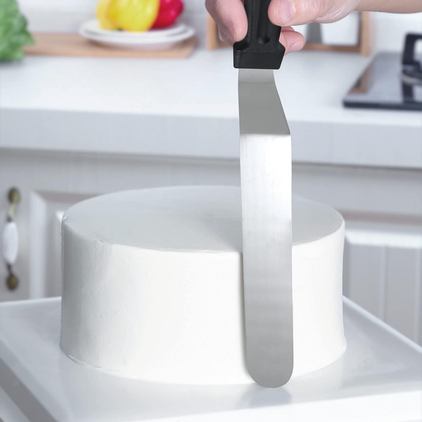 SIMEEGO Cake Offset Spatula Set, Icing Spatula with 6, 8, 10 Inch Stainless Steel Blades, Angled Frosting Tools