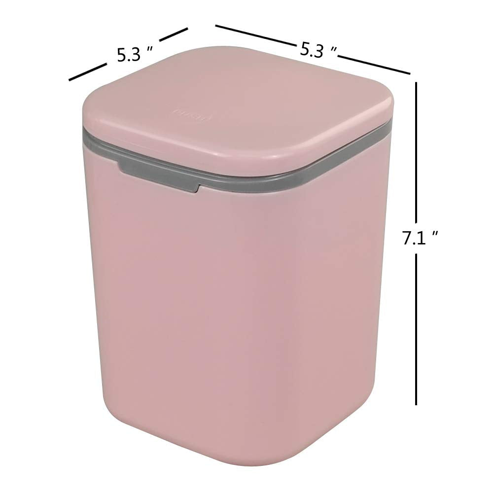 1/2 Gallon Tiny Countertop Trash Can, Push-Button, Pink