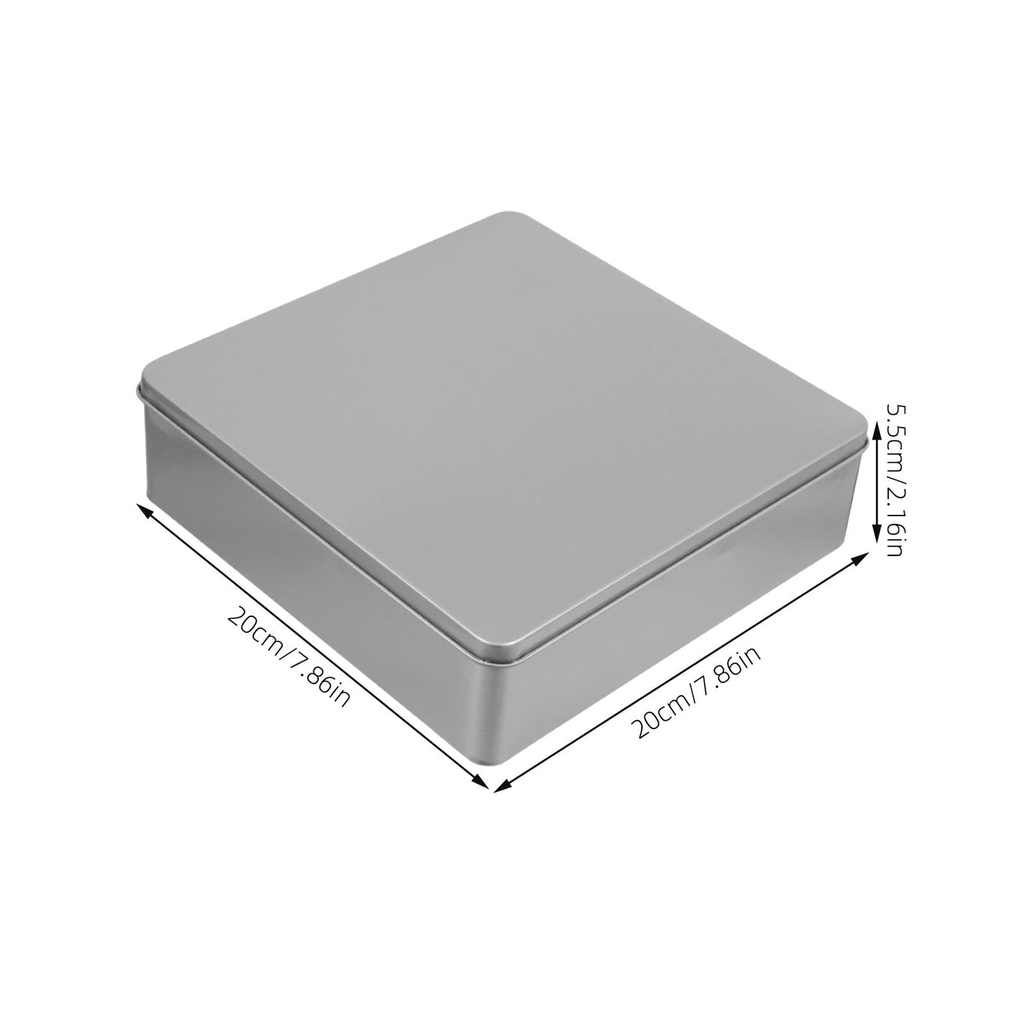 ABOOFAN Square Tinplate Storage Box 7.87X7.87X2.16In Decorative Reusable Candy Cookie Tin for Party Favors Festival Organizing