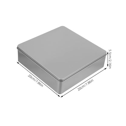 ABOOFAN Square Tinplate Storage Box 7.87X7.87X2.16In Decorative Reusable Candy Cookie Tin for Party Favors Festival Organizing