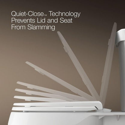 KOHLER K-27331-0 Glissade ReadyLatch Quiet Close Elongated Toilet Seat, White, Grip-Tight Hardware, Quiet Close Lid Prevents Slamming