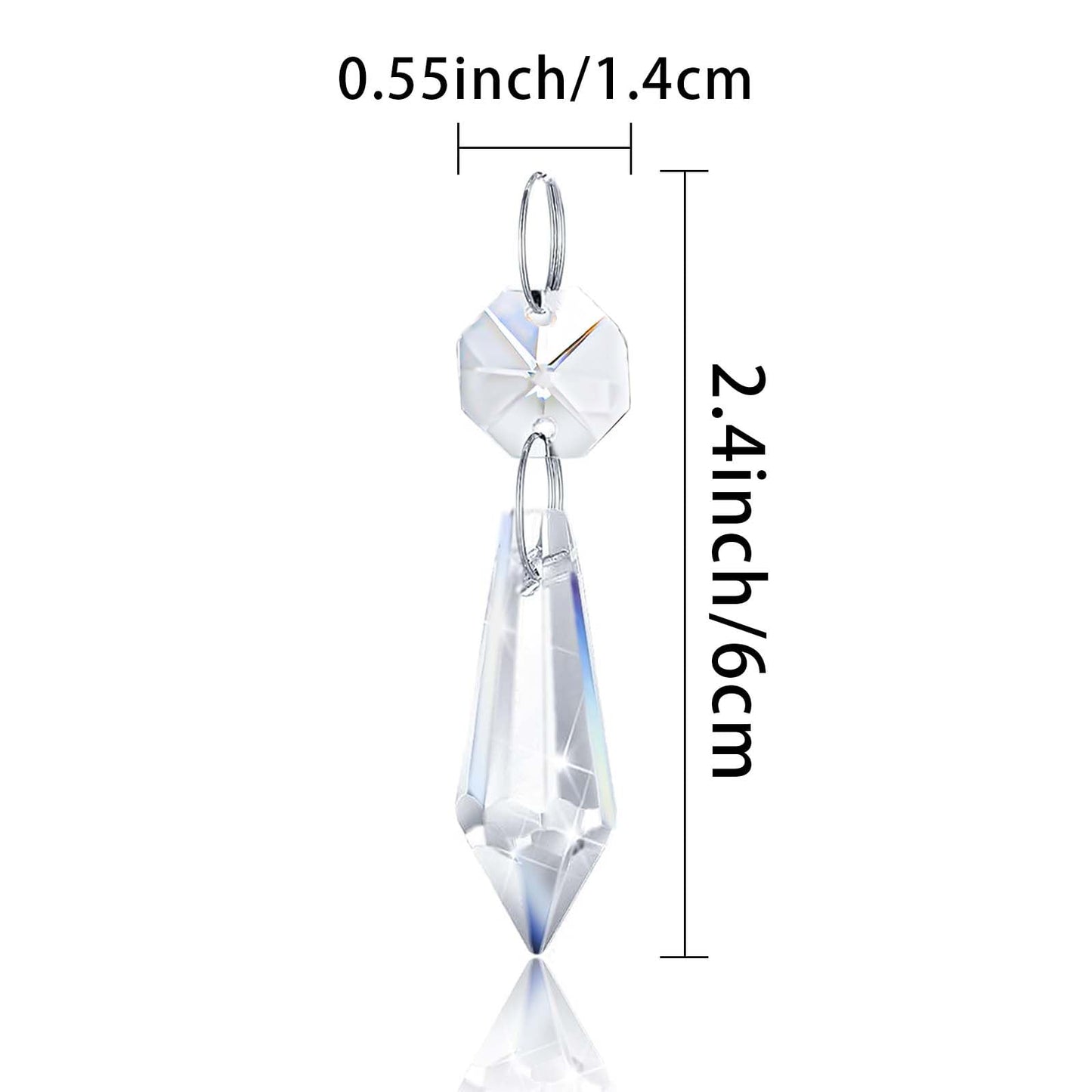 50PCS Premium Clear Crystal Teardrop Prism 2.4" -Crystal Glass Baroque Chandelier Pendant Drop Loose Beads Suncatcher for Holiday Party/Home/Window Decoration/Chandelier Replacement Parts