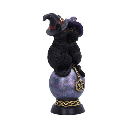 Kittens Orbuculum Witches Cat Ornament – Resin Figurine, Two Cats with Witches' Hats, Crystal Ball, Mystical Decor for Cat Lovers