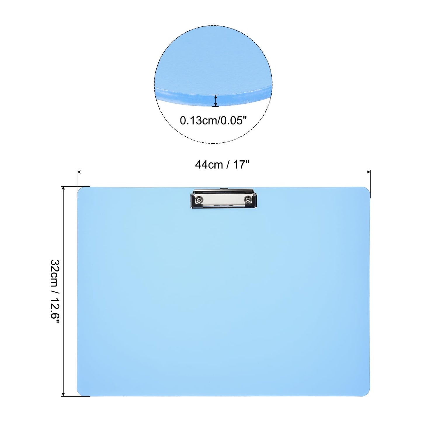 PATIKIL 17 x 12.6 Inch Clipboard Landscape, A3 PP Plastic Office Clipboards Low Profile Clip for Office Drawing Sketching, Blue