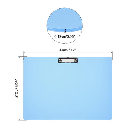 PATIKIL 17 x 12.6 Inch Clipboard Landscape, A3 PP Plastic Office Clipboards Low Profile Clip for Office Drawing Sketching, Blue