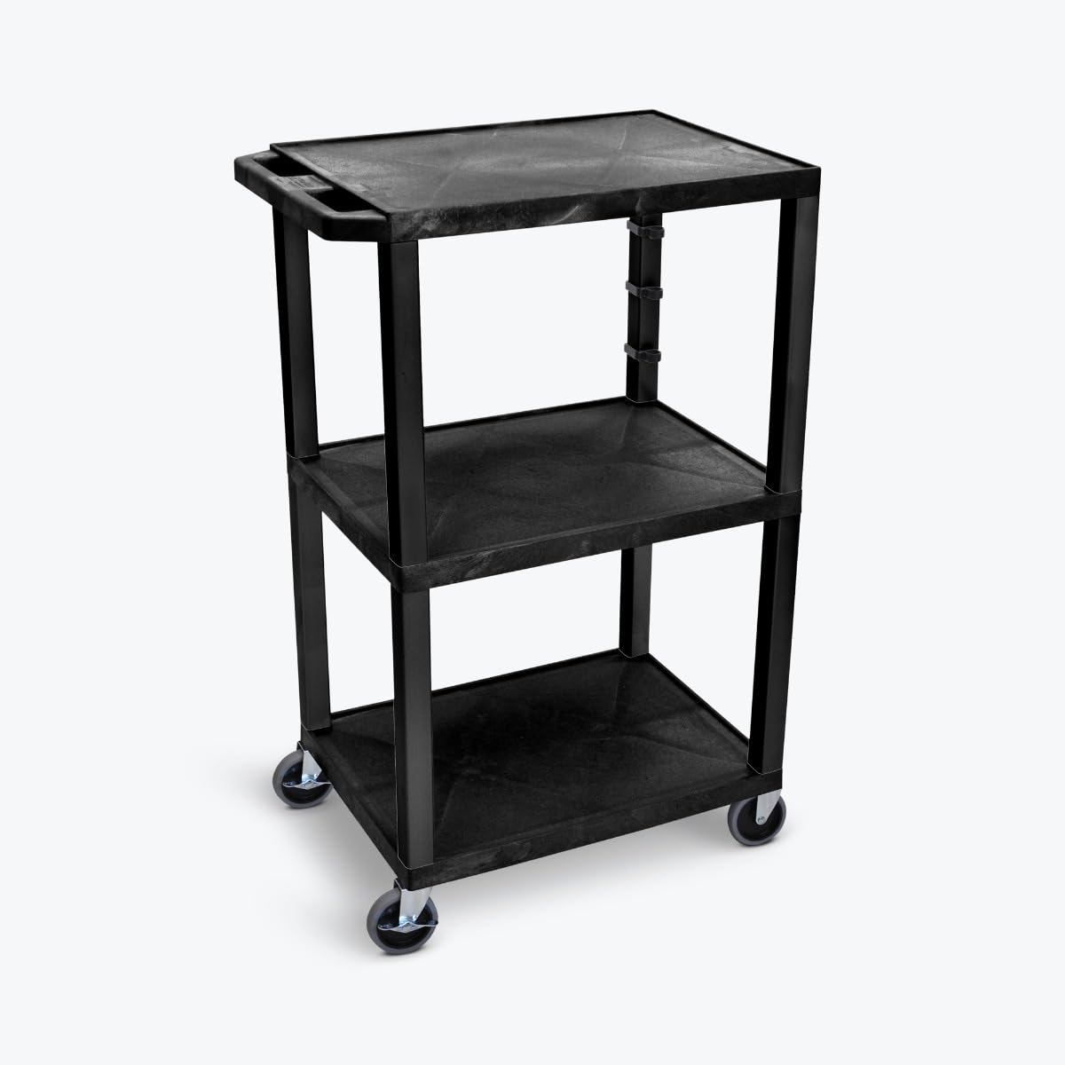 Luxor UCPL1 42"H 3-Shelf Utility Cart - Black