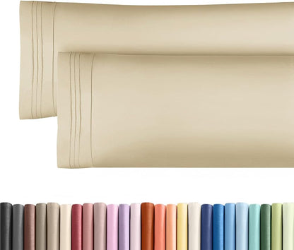 Skiennix Body Pillowcases Set of 2 | 20x54 Long Soft Pillow Covers for Side Sleepers - Comfy, Breathable, Machine Washable (Cream)