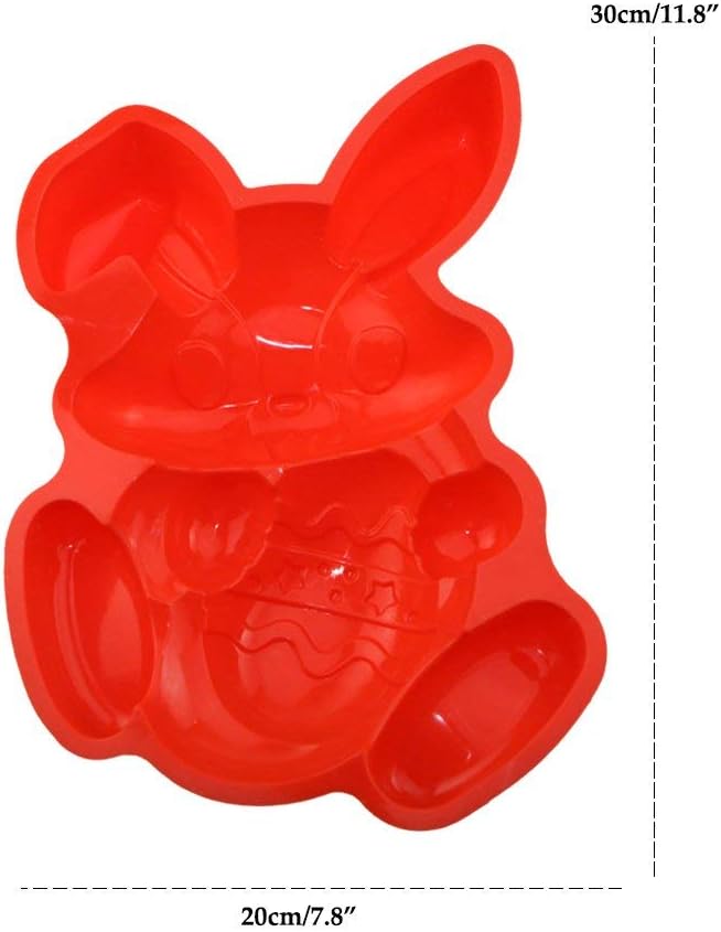 Non-stick Easter Bunny Silicone Cake Pan Mold for Baking, Rabbit Holding Egg