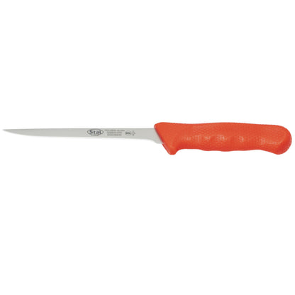 Winco 6" Commercial-Grade German Steel Boning Knife, Narrow, Red