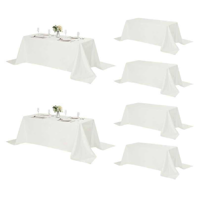 Fokitut 6 Pack Rectangle Tablecloth, 90x132 Inch, Stain Resistant and Wrinkle Polyester Table Cloth, Fabric Table Cover for Kitchen Dining, Wedding, Party, Holiday Dinner-Ivory