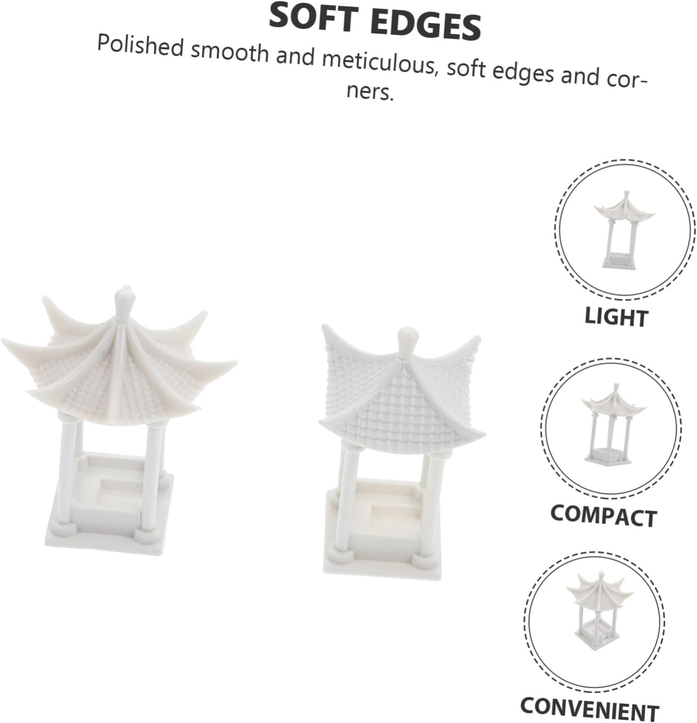 Yardwe 2pcs Building Material Model Ceramic Pagoda Statue, Miniature White Abs Figurines for Doll House, Asian Decor