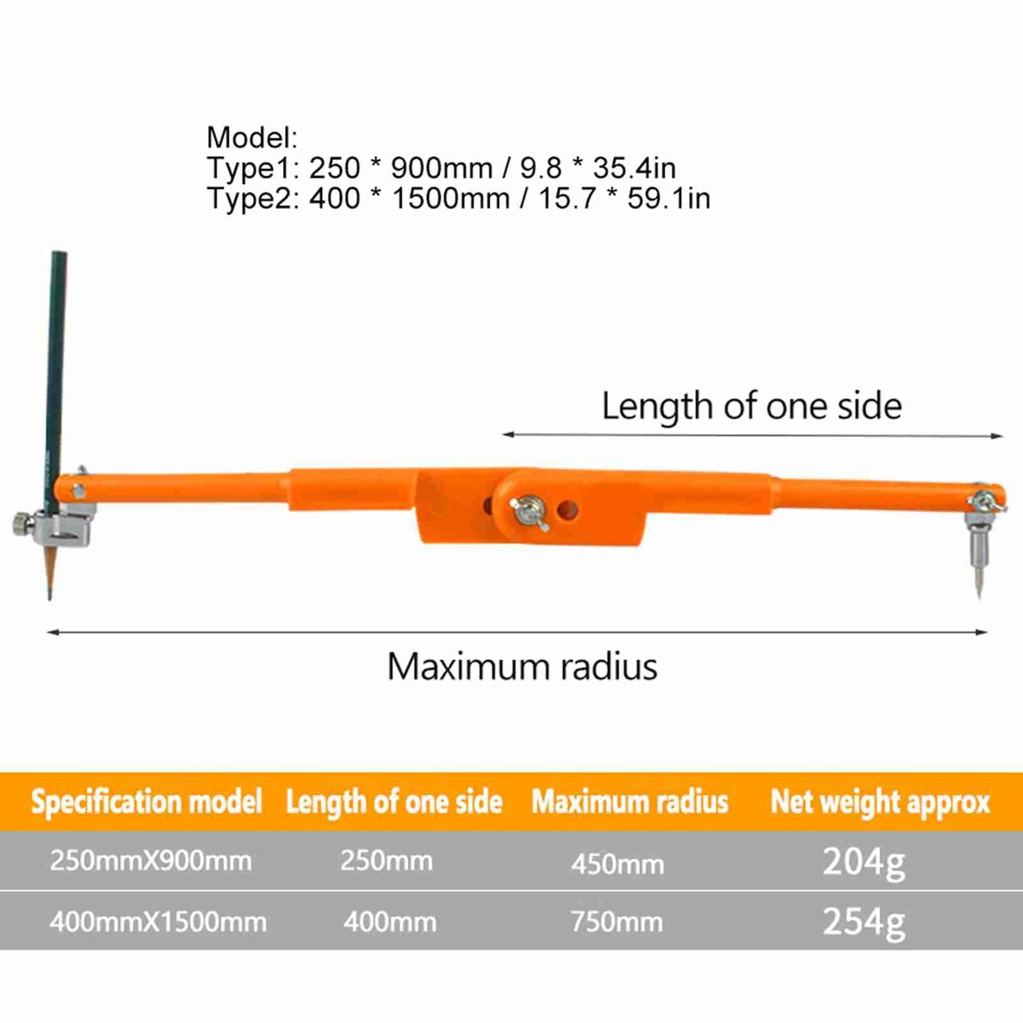 Garosa 9.8 inch Professional Large Compass Carpenters Compass with Pencil Holder for Math Geometry Drafting Art Drawing Circles (Small)