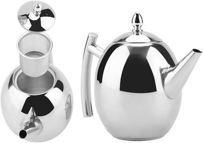 Stainless Steel Teapot, Metal Tea Kettle with Removable Infuser, Coffee Maker for Loose Tea (1500ML)