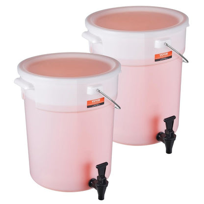 VEVOR Beverage Dispenser, 5 Gallon *2 Drink Dispensers for Parties, Plastic Juice Dispenser with Spigot and Lid, Iced Tea Lemonade Juice Water Dispenser, for Restaurants, Hotels, Parties, 2 Pack