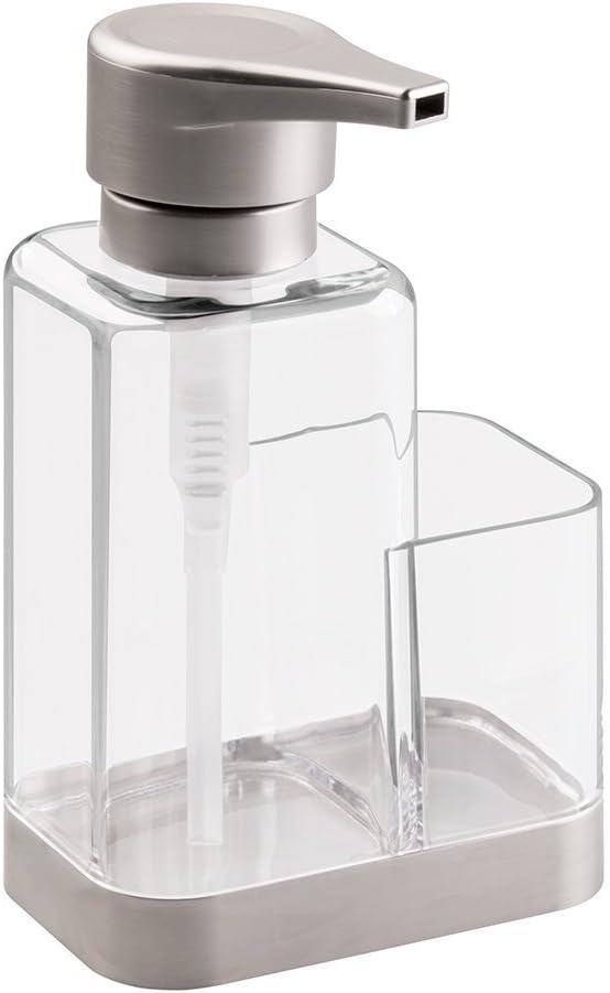 Countertop mDesign Modern Plastic Kitchen Sink Liquid Hand Soap Dispenser Pump Bottle Caddy with Storage Compartment