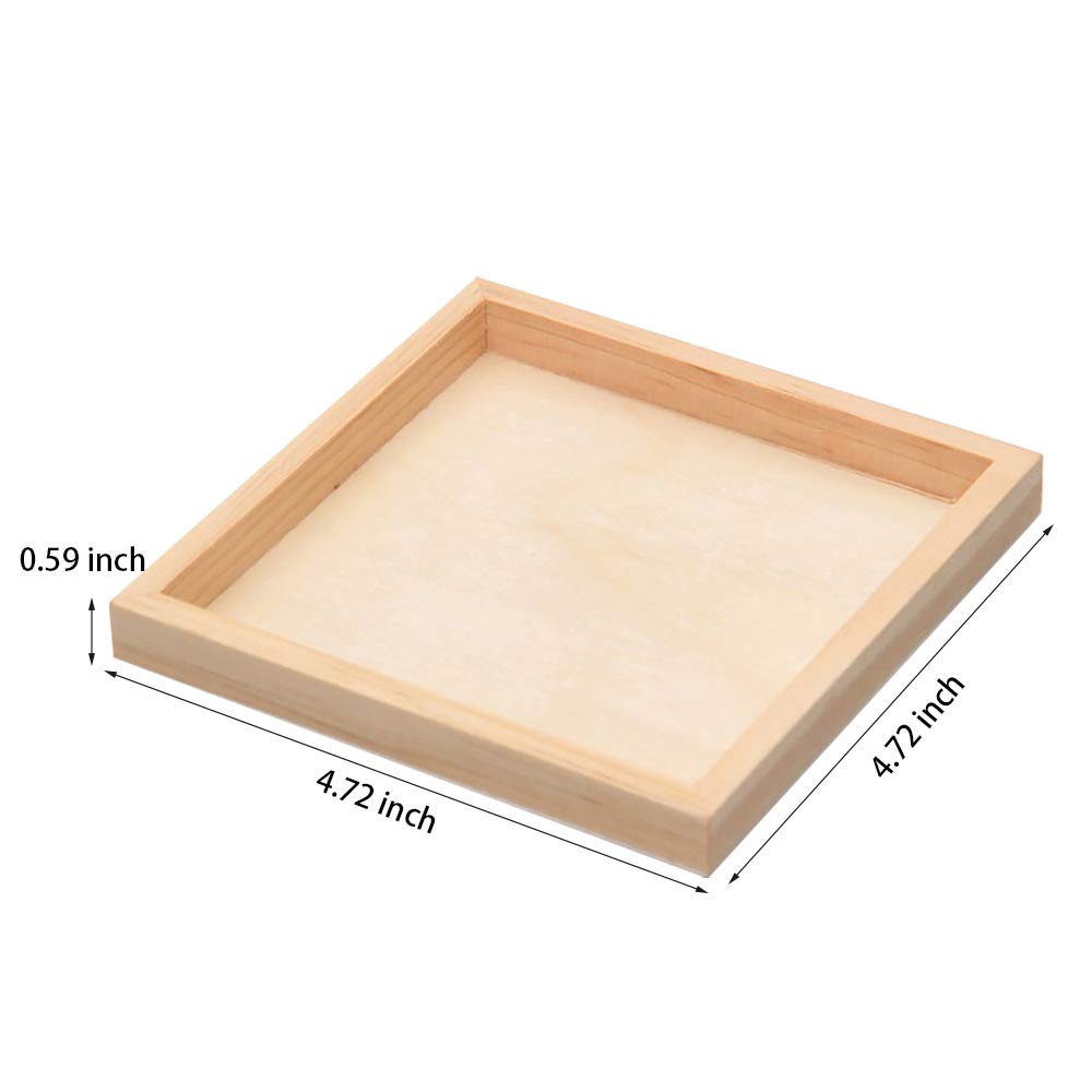 6 Pack Unfinished Small Wood Serving Tray for Crafts Projects DIY Wooden Trays Bulk Blank Wood Canvas Panel Boards Unfinished Wood Signs for Painting Arts Supply, (4.7 x 4.7 in)