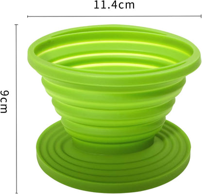 Collapsible Coffee Filter, Rubber Coffee Maker, Reusable Dripper for Hiking, Camping, Home, Office (Green)