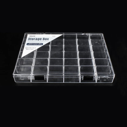 Chemlliy 36 Grids Clear Plastic Organizer Box, Craft Storage Container for Beads Organizer, Art DIY, Crafts Jewelry Storage, Fishing Tackles, Rock Collection, 2 Pack