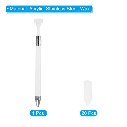 PATIKIL Diamond Art Pen with Wax, Diamond Art Accessories Refillable Wax Pen with 20Pcs Wax for Diamond Art Nail DIY Craft, White