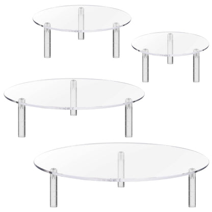 4 Pcs Round Acrylic Display Riser Clear Round Stands Pedestal Riser Board for Cake Plant Dessert Jewelry Collectibles Cupcakes Figures Organizer Home Decor Wedding Birthday Party(5'', 6'',8'',10'')
