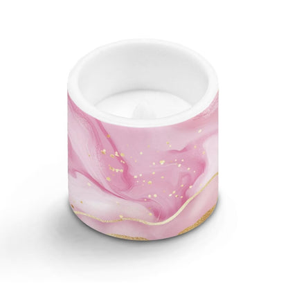 Cozeyat Blush Marble LED Candles Set of 4 Battery Powered Flameless with Remote Timer Dancing Flame Waterproof for Home Beach Table Decoration