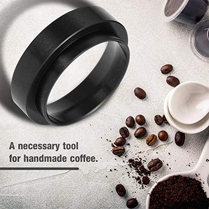 Fdit Espresso Dosing Funnel, Aluminum Coffee Dosing Ring Replacement for 58mm Portafilters (Black)