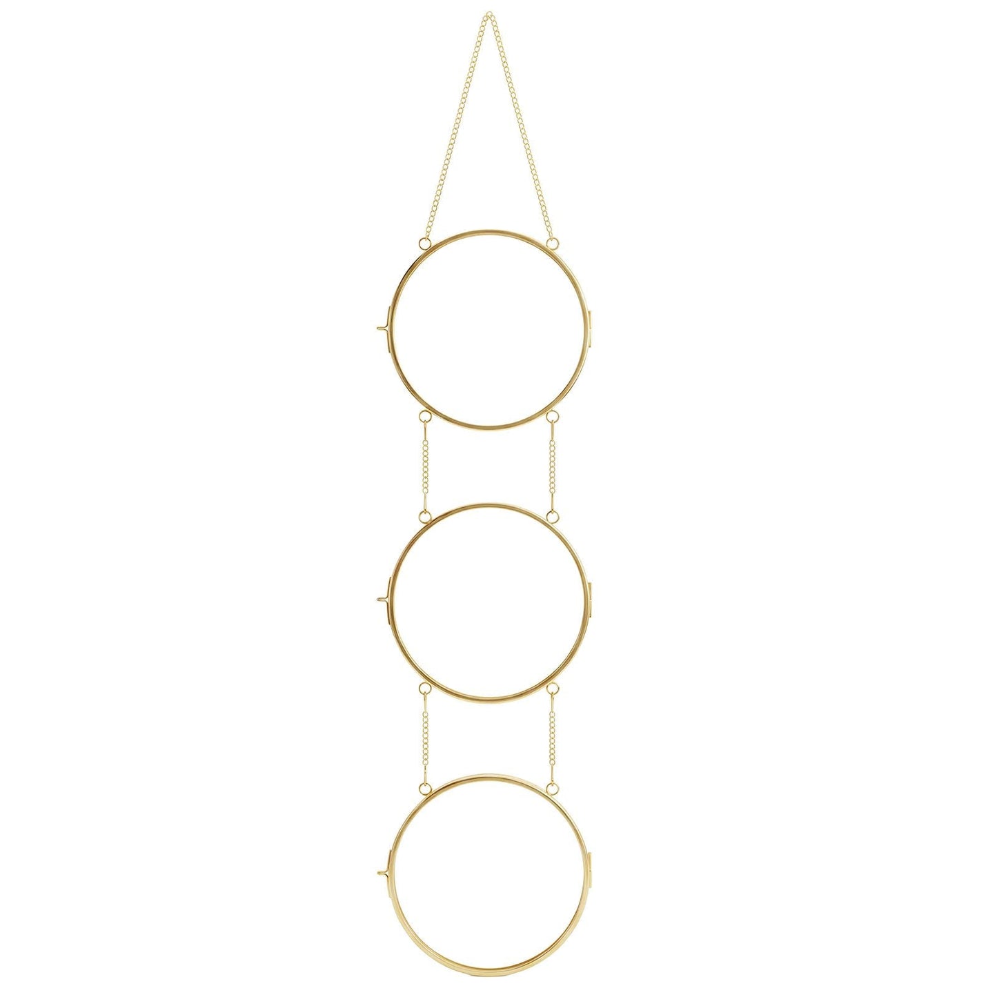 FOCHIER F Pressed Flower Frames with Tweezers,Wall Hanging Double Glass Frames with Metal Chain for Pressed Dried Flowers,Gold Picture Frame with Plants Golden Tabletop Décor, Horizontal and Vertical