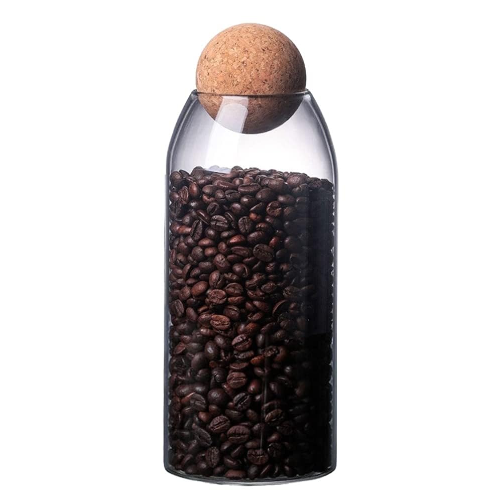La Llareta Glass Food Storage Canister, 1200ml/42oz Storage Container with Ball Cork, Clear Glass Storage Jar, for Sugar, Coffee, Candies