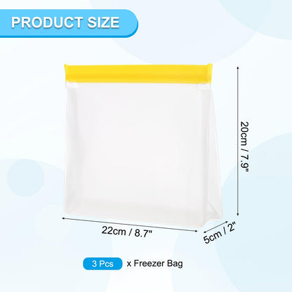 PATIKIL 8.7"x2"x5.3" Reusable Freezer Bag, 3 Pcs Leakproof Zip Food Storage Stand Up Bags Fridge Snack Vegetable Fruit Ice Container for Long-Lasting Freshness, Black