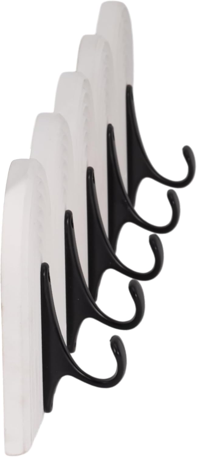 Sagebrook Home 24" White Wall Hooks - Elegant 5-Arch Design, Robust MDF and Iron, Home Organization Must-Have