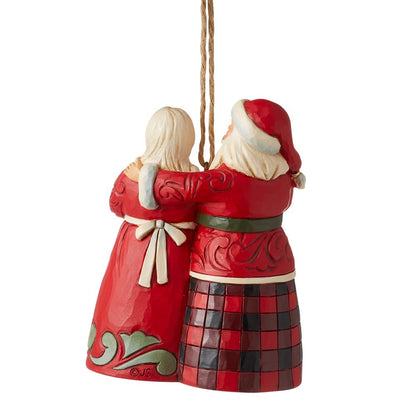 Enesco Jim Shore Heartwood Creek Highland Santa and Mrs. Claus Hanging Ornament, 3.82 Inch, Multicolor