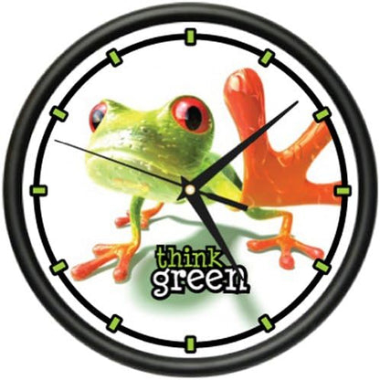 SignMission Frog 1 Wall Clock, Green Frogs Art Animal Decor Gift