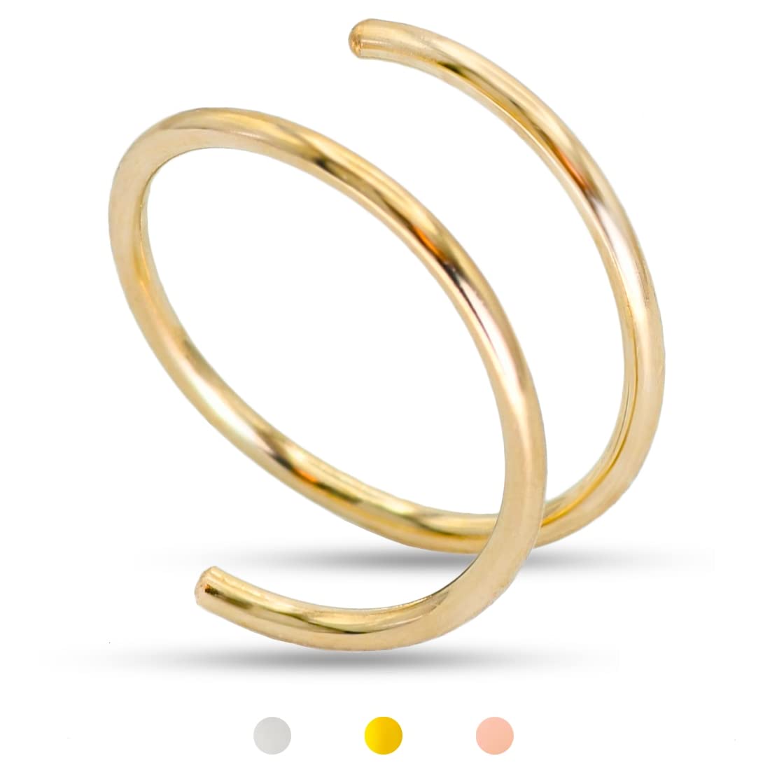 LUCKYJEWUS 14k Gold Filled 20G Double Hoop Nose Ring for Single Piercing, 20 Gauge Small Thin 8mm Spiral Nose Jewelry for Women Men