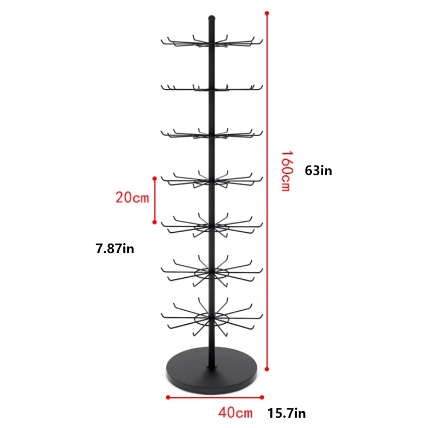 Rotating Retail Display Stand, Metal, Round Sock Display Rack, Commercial Clothing Store Shelf, for Handbags, Wreaths, Hats, Scarves, Jewelry & Crafts, 7Tier(Gold)