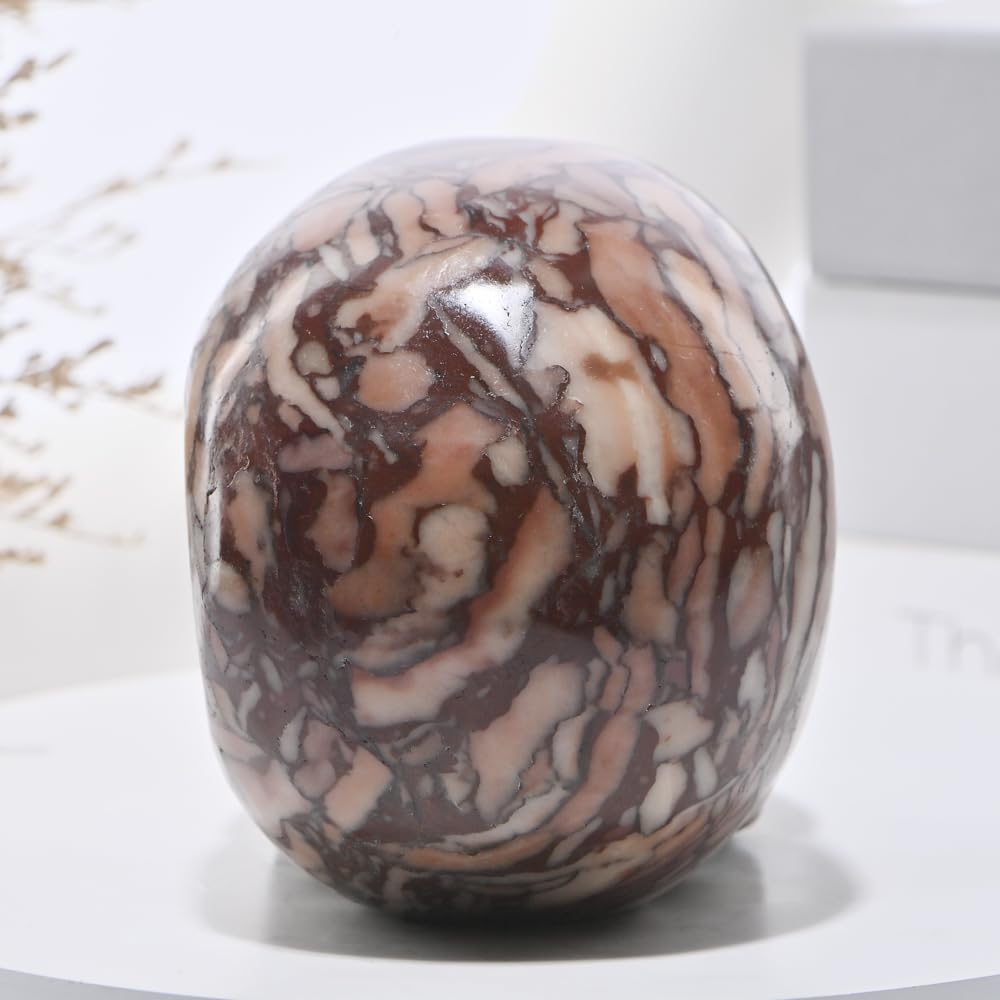 Bmuafry 5''Natural Chocolate Crystal Skull Head Hand Carved Reiki Healing Stone Statue Healing Home Office Art Room Decoration