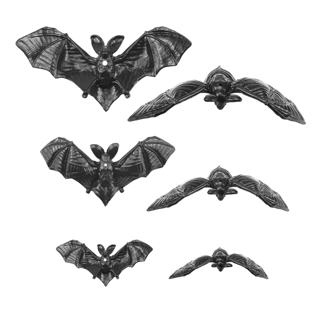 Saktopdeco 50 PCS Black Hanging Bats Plastic 3D Halloween Bat Party Ornament for April Fool's Haunted House Decorations