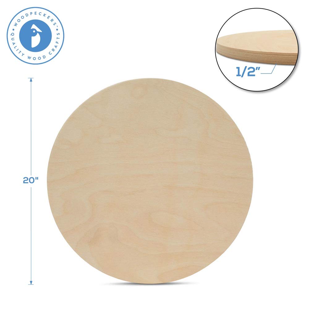 Wood Circles 20 inch 1/2 inch Thick, Unfinished Birch Plaques, Pack of 1 20 inch Wooden Circle for Crafts and Blank Sign Rounds, by Woodpeckers