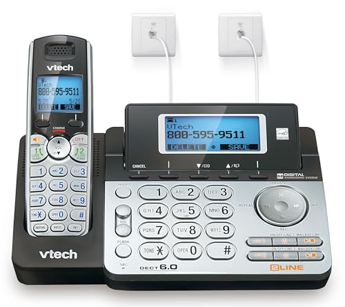VTech Accessory Handset for DS6151 Series with 2-Line Cordless Phone, Suitable for Small Business or Home, Answering System, Expandable up to 12 Handsets, Intercom, Conference | DS6101 (Black/Silver)