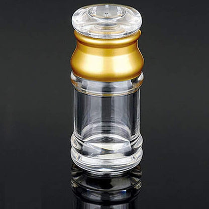 Acrylic Condiment Salt Pepper Chili Powder Shaker - Cruet Bottle with Nine-Hole Cover, Gold & Clear, F5xH9.4cm