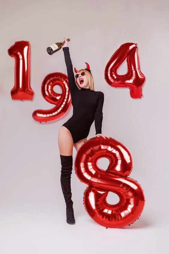 Red 8 Balloon - 40 Inch Number Balloon for Birthday Celebrations | Perfect for 8th Party Decor