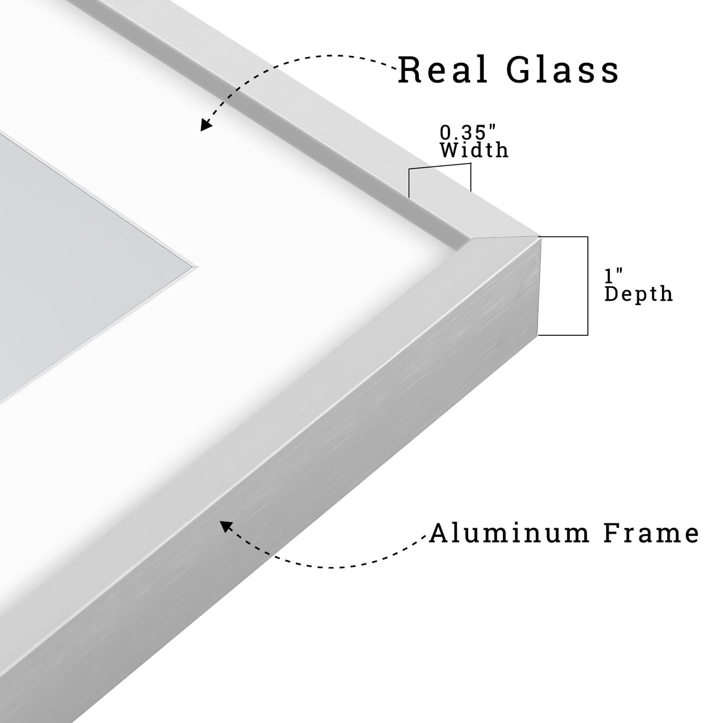 Frametory, Aluminum Picture Frames Set of 7 - Silver Gallery Wall Kit - Display One 11x14, Two 8x10, and Four 5x7 inch Photos for Home Decoration
