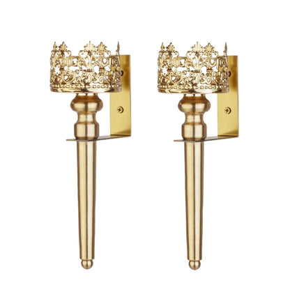 Wall Sconce Candle Holder Set of 2, Scepter Design Metal, Home Decoration for Living Room, Bathroom, Dining Room（Gold）