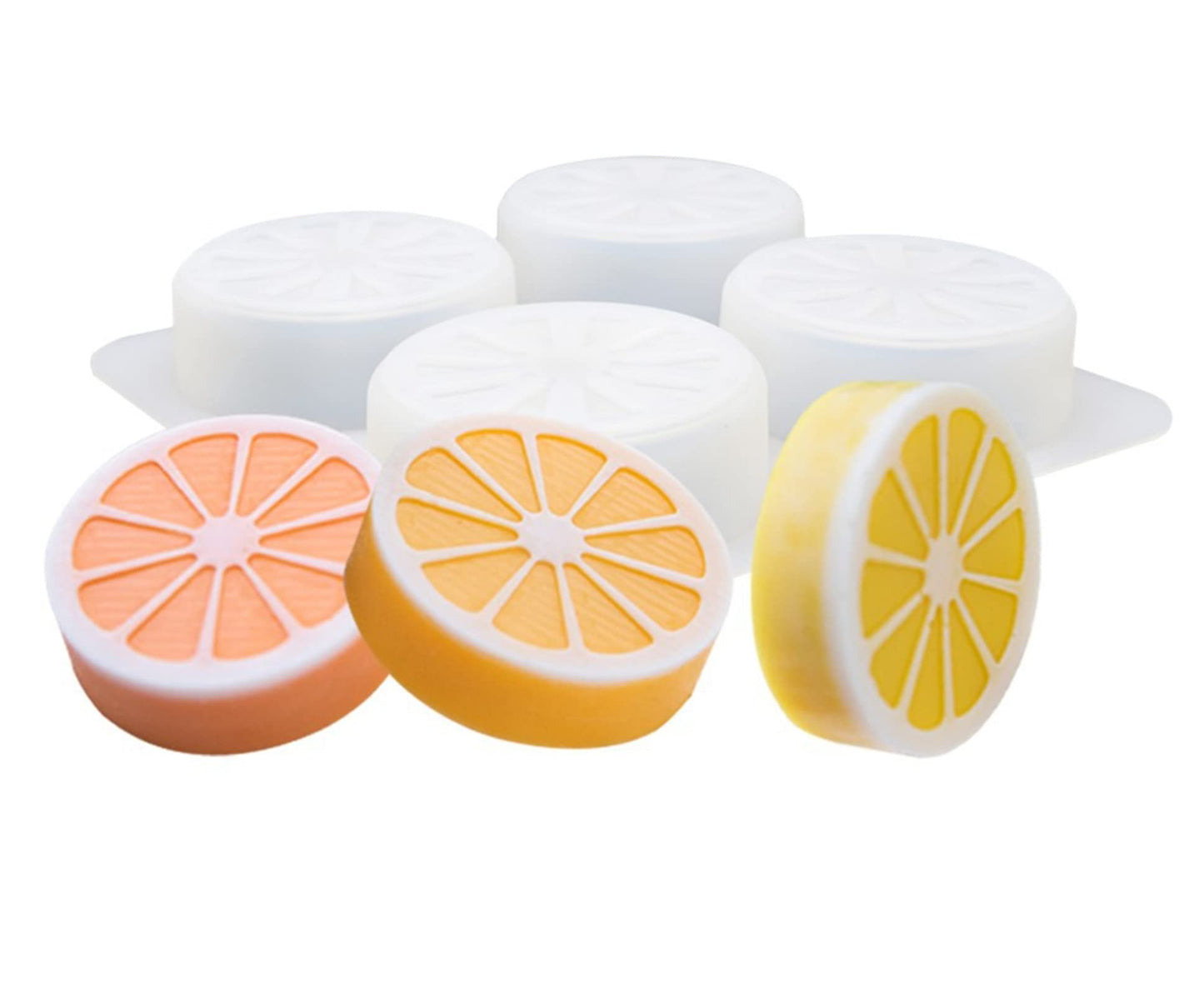 DD-life 2 Pcs 4 Cavity Lemon Slice Silicone Molds Orange Slice Silicone Molds for Handmade SoapCake Decorating DIY Fondant Candy Making Chocolate Pudding Mousse Cupcake Topper Birthday Party Moulds