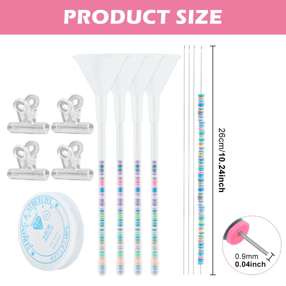 LVOERTUIG Beading Funnel, Clay Beads Bracelet Making Kit, 4 Pcs Beading Funnel Bead Bracelet Kit for Jewelry Making Clay Beads Bracelets Making with Beading Funnel, Beading Needles, Clip
