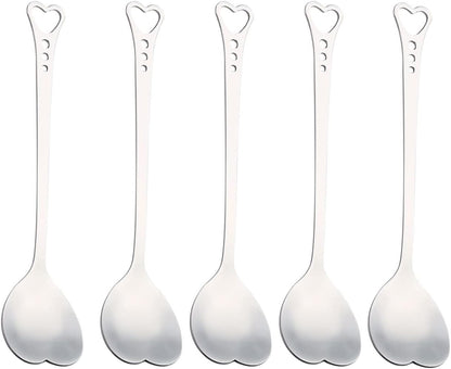20 Pieces Heart Shaped Stainless Steel Dessert Spoons, 5.7 Inch Coffee Teaspoons for Home, Restaurant
