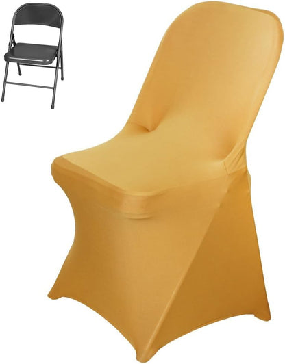 Elegant Gold Spandex Folding Chair Cover for Weddings and Events