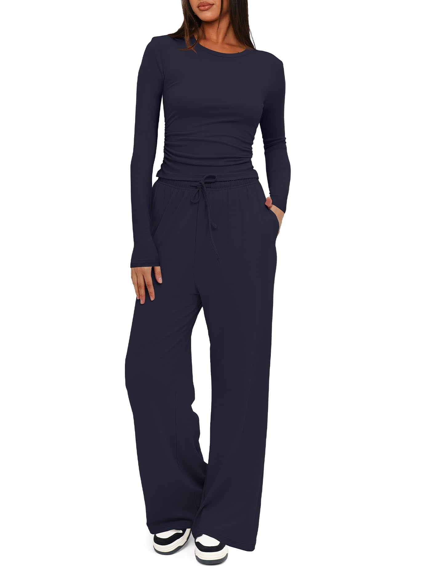 Darong Women's 2 Piece Sets 2025 Fall Outfits Long Sleeve Wide Leg Tracksuits Casual Lounge Set Matching Sets