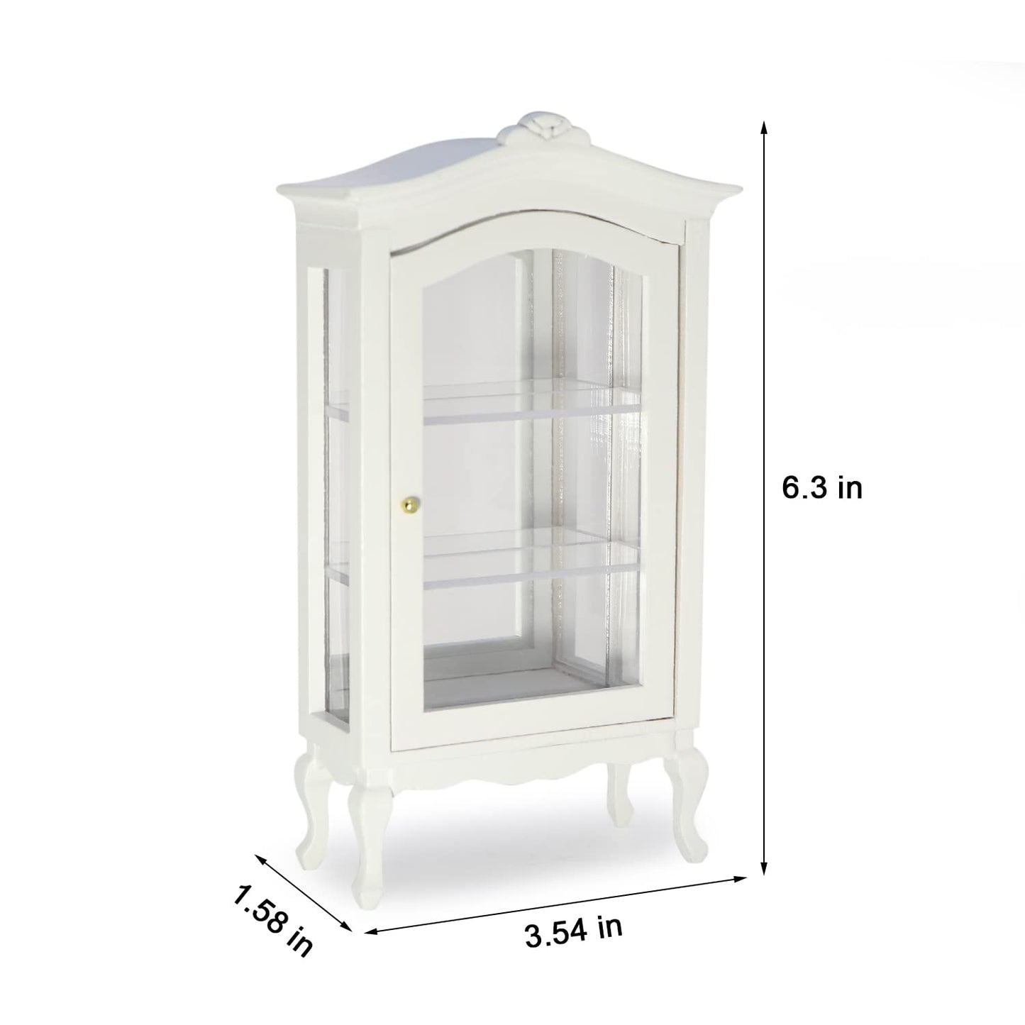 Miniature Furniture Display Shelf 1:12 Wooden Cabinet with Mirror & Three Shelves Bookshelf Dollhouse Display Stand Decoration Accessories Mini Diningroom Scene Ornaments