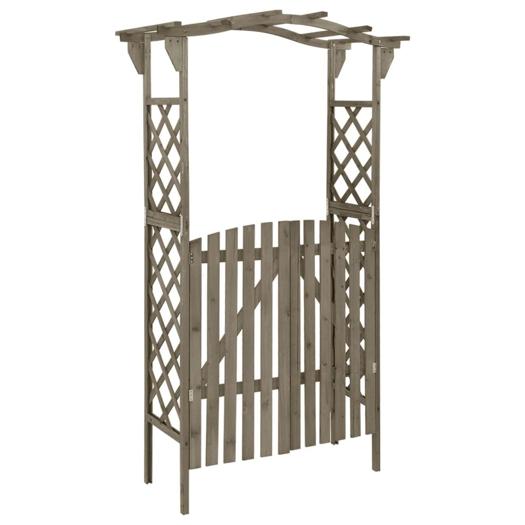 Fregramei Wooden Pergola with Gate, Outdoor Climbing Plants Garden Arbor for Lawn, Poolside, Backyard, Patio, Terrace, 45.7"x15.7"x80.3" Gray Solid Firwood,-254