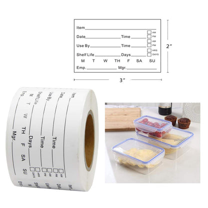 Hcode 2 x 3'' Self-Adhesive Removable Freezer Food Labels- Easy Clean Leaves No Residue- Cooler Food Storage Freezer Stickers Plastic Paper Perfect for Reusable Containers 2 Roll